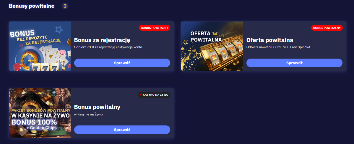 Wizualizacja bonusów Total Casino PL